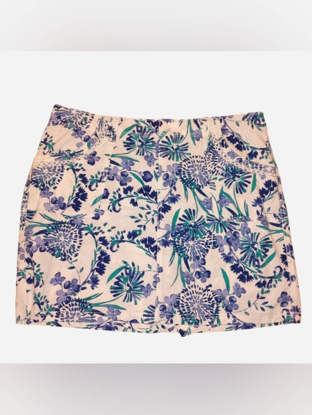 St. John's Bay Floral Skort - Size 14 - Blue/Teal/White Flowers